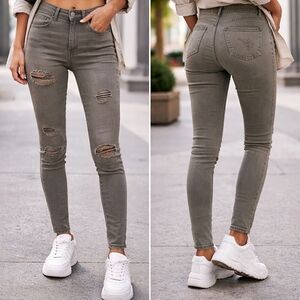 Gap 1969 Girlfriend Distressed Jeans – Size 24 Regular – Olive Taupe Wash – Cont